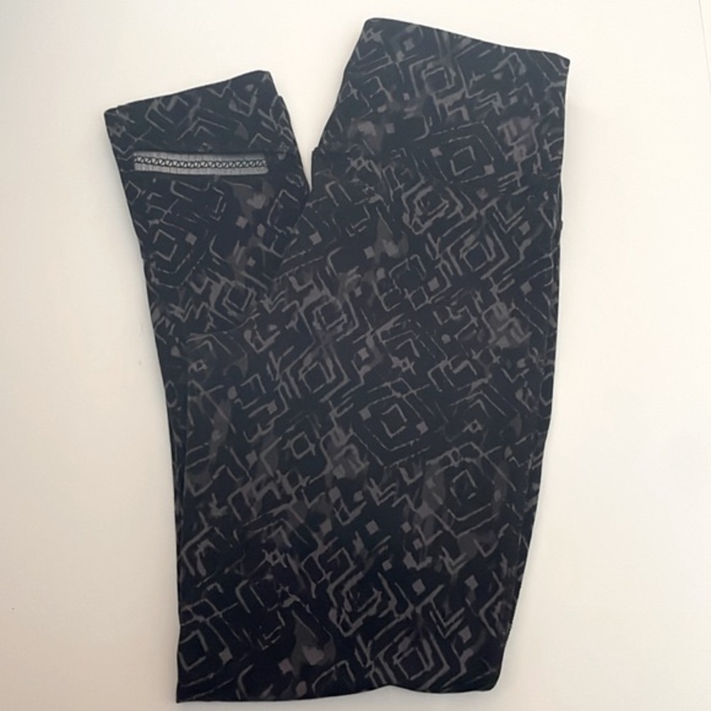 Tribal Leggings Black/Grey Geometric Pattern Size S